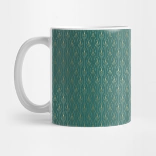 Teal and Gold Vintage Art Deco Fan Pattern Mug